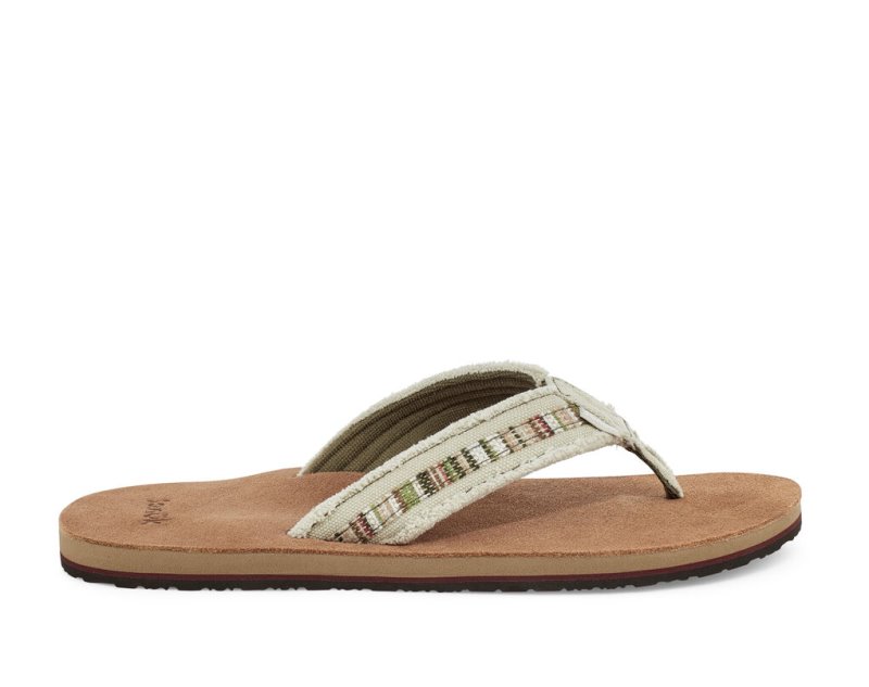 Sanuk Mens Fraid So Eco-Friendly Brown / Beige Flip Flops | ARVPGU068